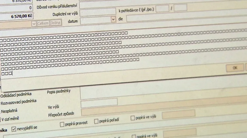 Rozbitý text po zkopírování do systému insolvenčního správce