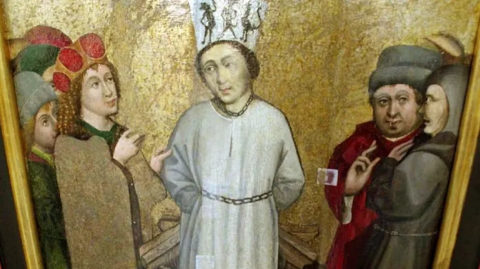 Podobizna Jana Husa na oltáři kostela svatého Václava v Roudníkách