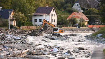 Následky povodní v České Vsi na Jesenicku, 9. 10. 2024