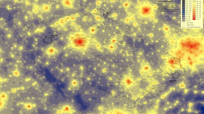 Mapa světelného znečištění