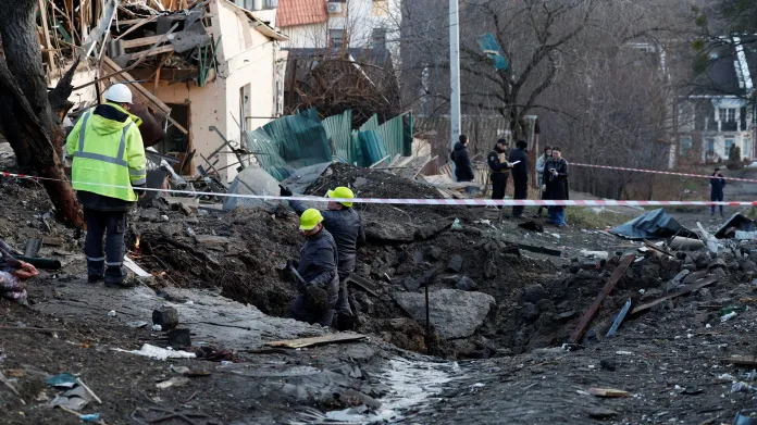 Následky ruského útoku v Kyjevě