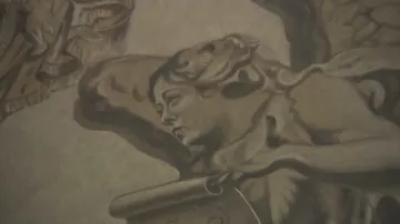 Freska připomínající italskou premiérku Giorgiu Meloniovou