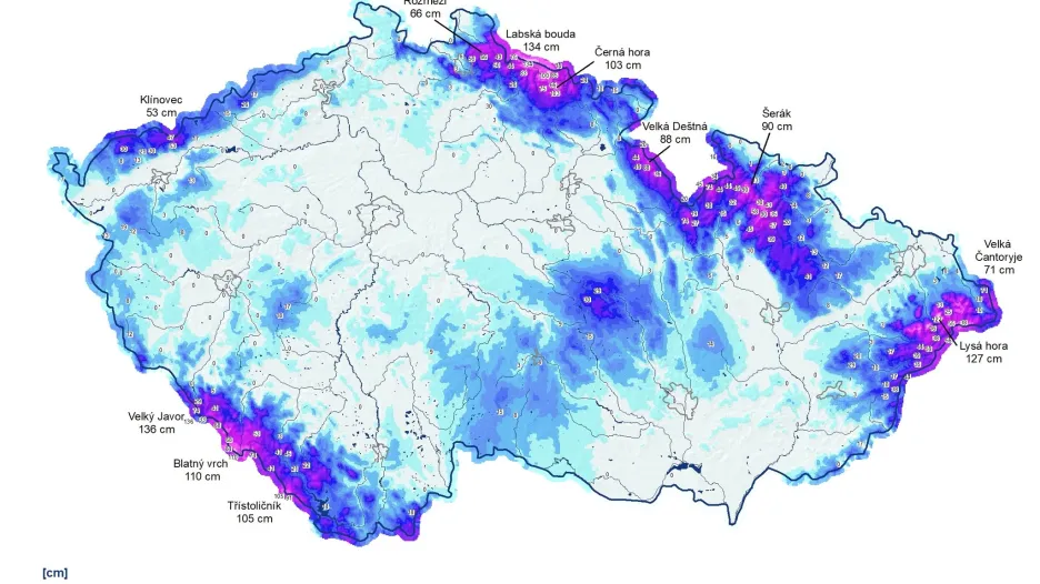 V první únorové dekádě byla na horách často dosažena nejvyšší sněhová pokrývka za tuto zimu