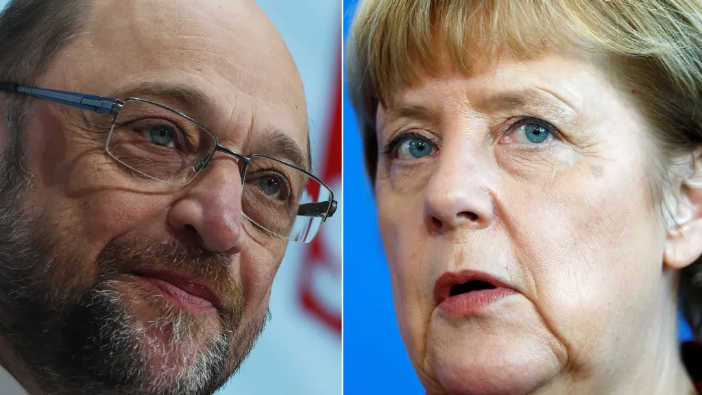 Martin Schulz a Angela Merkelová