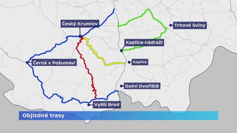 Objízdné trasy kvůli práci na kaplickém přejezdu