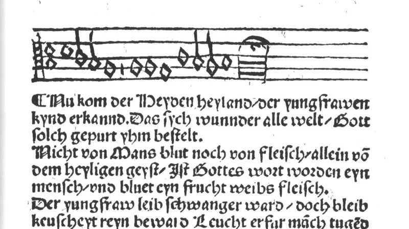 Jedna ze stránek s vánočním chorálem Martina Luthera