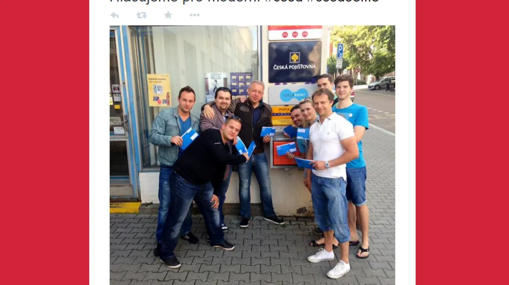 Tweet při vnitrostranickém referendu ČSSD