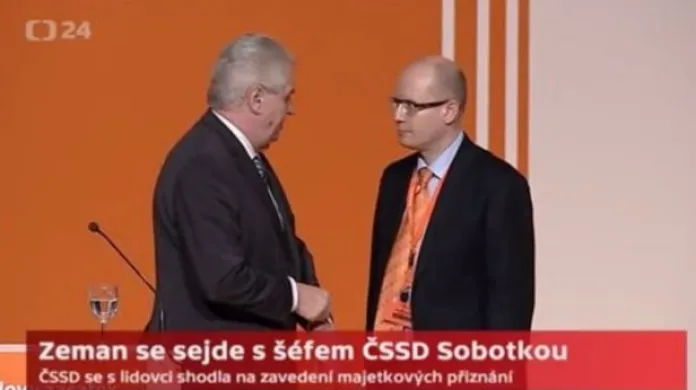 Prezident Zeman se poprvé setká s předsedou ČSSD Bohuslavem Sobotkou