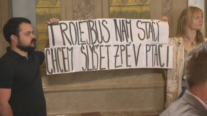 Protest proti lanovce v Brně