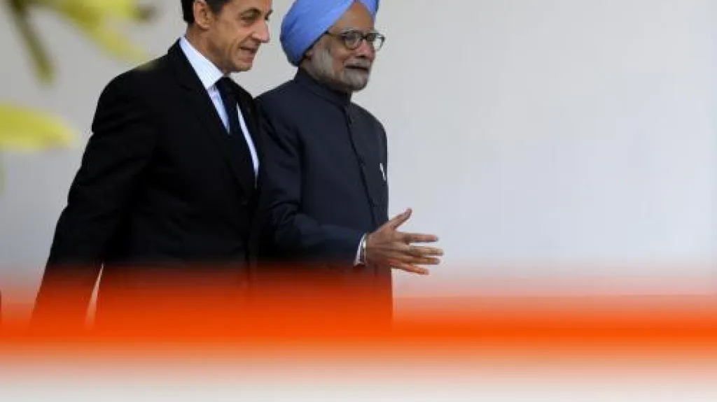 Nicolas Sarkozy a Manmohan Singh