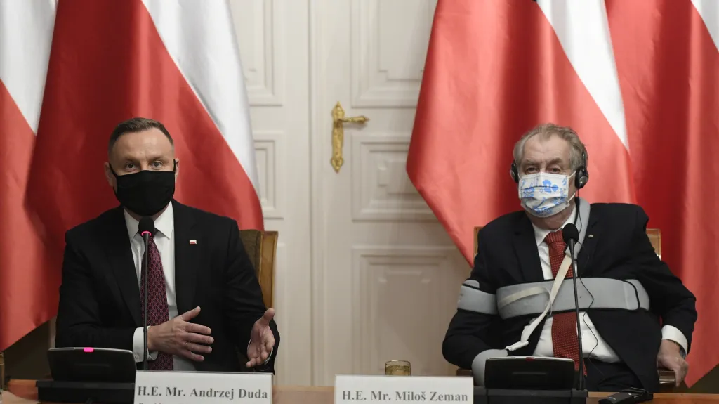 Andrzej Duda a Miloš Zeman po jednání v Praze