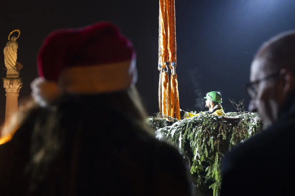 Na pražském Staroměstském náměstí ukotvili vánoční strom
