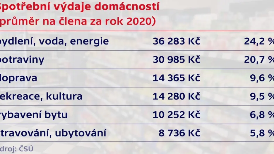 Spotřební výdaje domácností (2020)