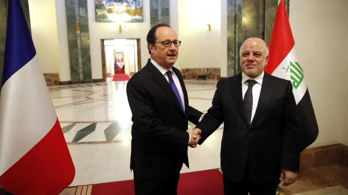 Francois Hollande s iráckým premiérem Hajdarem Abádím
