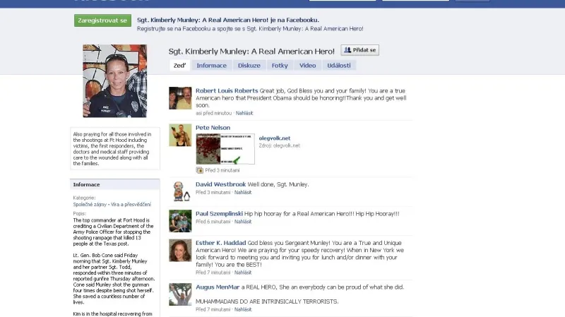 Skupina na Facebooku oslavující Kimberly Munleyovou