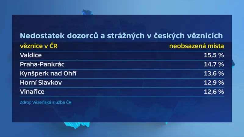 Nedostatek dozorců a strážných v českých věznicích