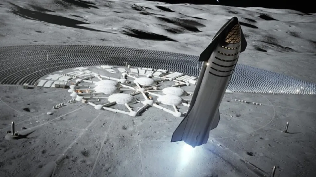 Vizualizace přistání lodě SpaceX u budoucí stanice