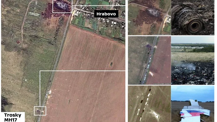 Místo pádu MH17 na Google Earth