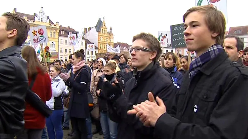 Protest studentů v Českých Budějovicích