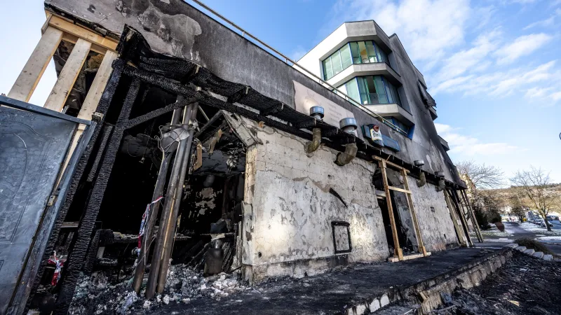 Následky požáru restaurace U Kojota