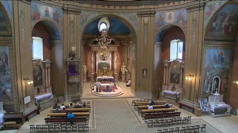 Hostýnská bazilika při ranní mši