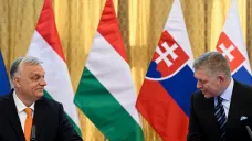Maďarský premiér Viktor Orbán (vlevo) a jeho slovenský protějšek Robert Fico (duben 2025)