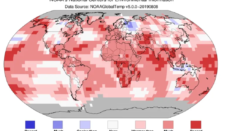 Teploty v červenci 2019 vůči průměrům