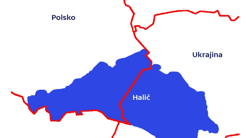 Halič na plánku současné Ukrajiny a Polska