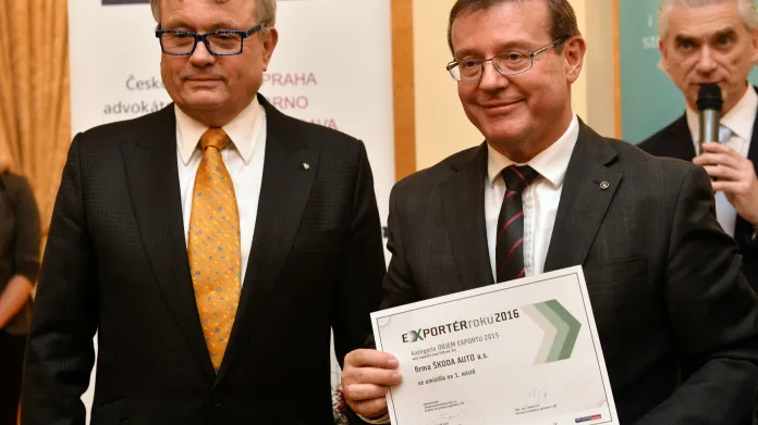 V kategorii Objem exportu převzal ocenění Bohdan Wojnar ze společnosti Škoda Auto