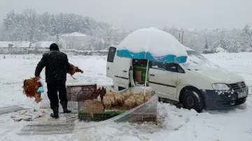 Sněhová bouře v kosovském městě Prizren