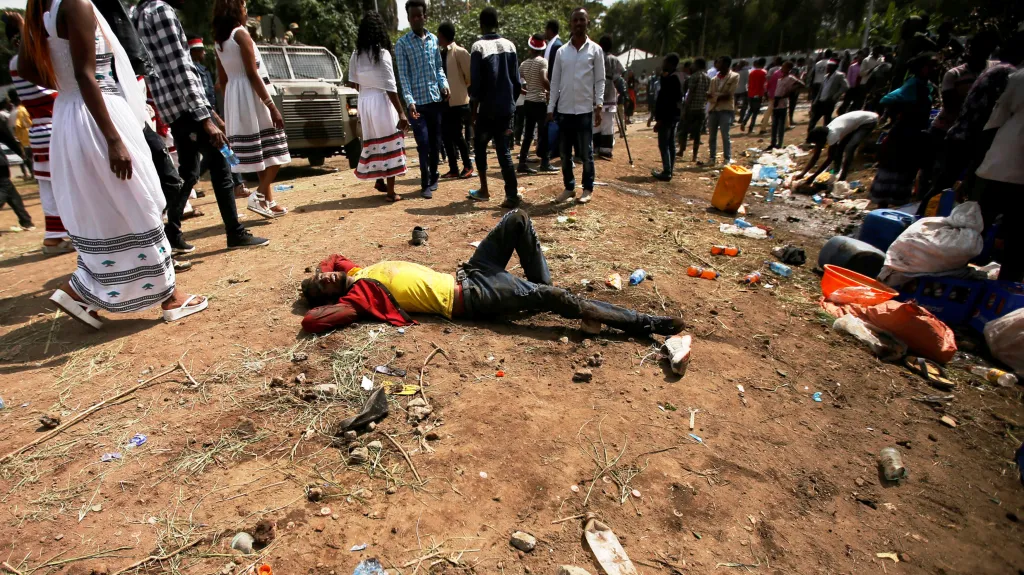 Následky protivládní demonstrace v Etiopii