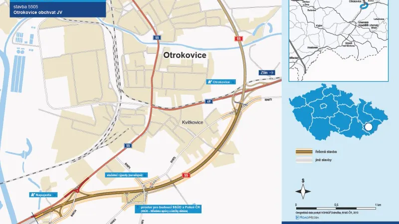 Jihovýchodní část obchvatu Otrokovic