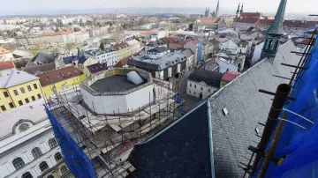 Pohled na centrum Olomouce z věže kostela sv. Mořice