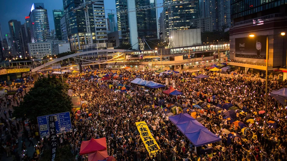 Demonstrace v centru Hongkongu