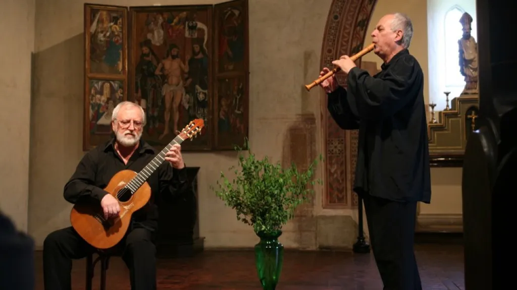 Štěpán Rak a Alfred Strejček při koncertě na Karlštejně