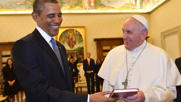 Barack Obama při audienci u papeže Františka