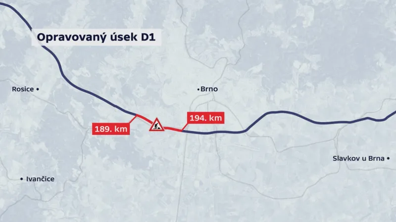 Opravovaný úsek D1