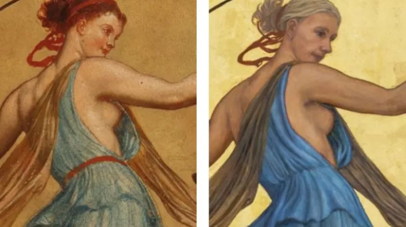 Porovnání Mánesových postav před a po opravě v roce 2018