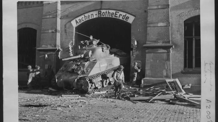 První americký tank v Cáchách