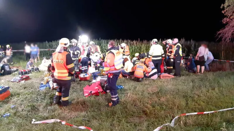 Zásah u nehody vlaku u Českého Brodu