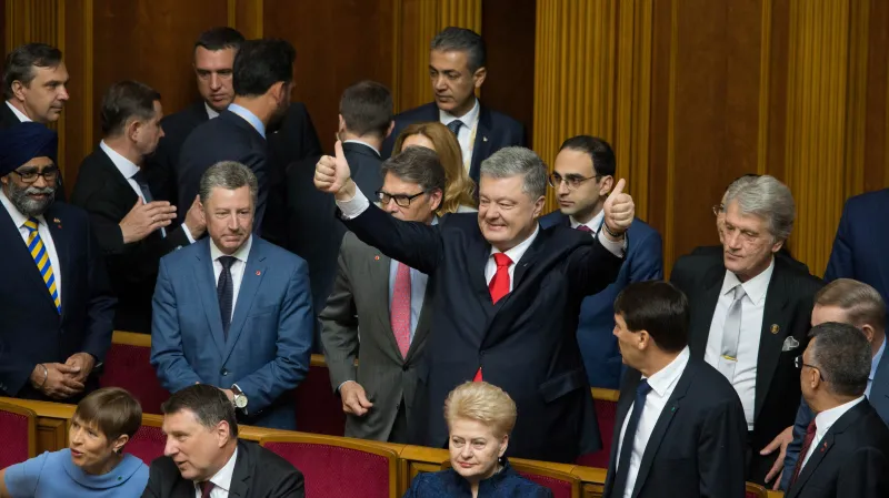 Petro Porošenko na inauguraci svého nástupce