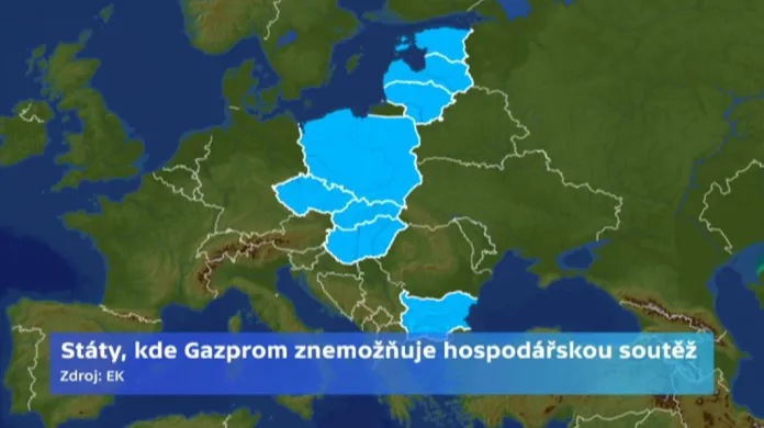 Státy, kde Gazprom znemožňuje hospodářskou soutěž