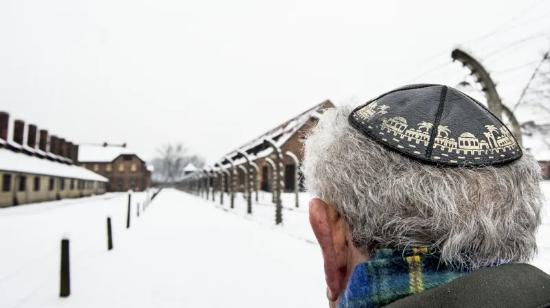 Bývalí vězni na vzpomínkové akci k 70. výročí osvobození tábora v Osvětimi