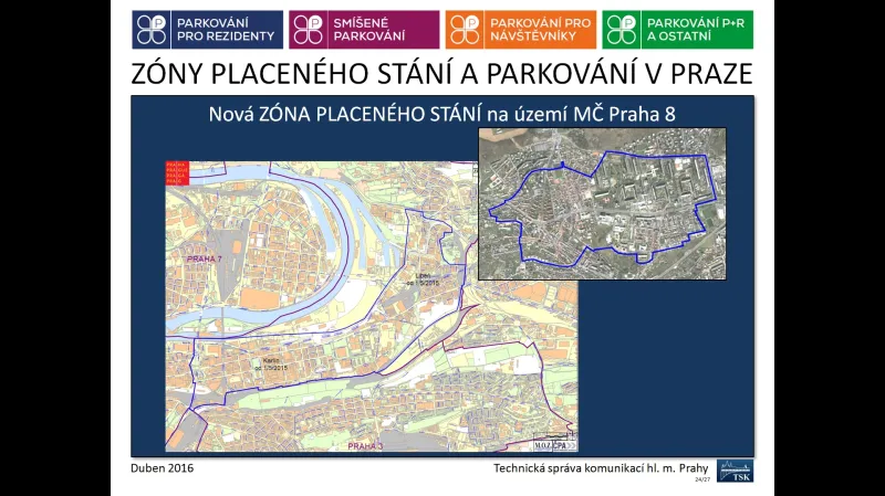 Zóny placeného stání a parkování v Praze 8