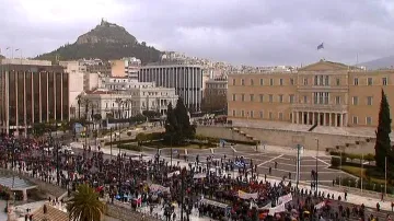 Protesty před řeckým parlamentem