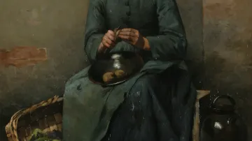 Jakub Schikaneder / Žena loupající brambory, 1887