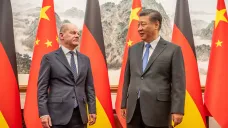 Německý kancléř Olaf Scholz a čínský vládce Si Ťin-pching
