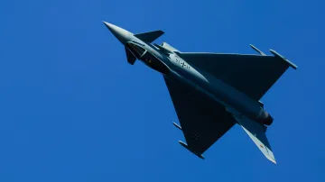Stíhací letoun Eurofighter EF2000 Typhoon německého letectva při vystoupení na mezinárodní letecké show na Maltě, 28. září 2025