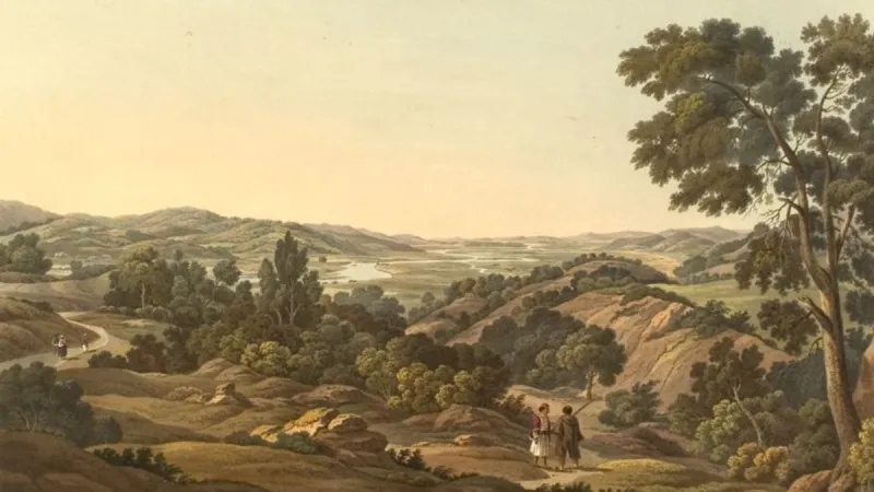 Na obraze britského cestovatele a malíře Edwarda Dodwella z roku 1821 nejsou antické památky v Olympii viditelné. Skrývají je totiž nánosy až osmi metrů hlíny a bahna