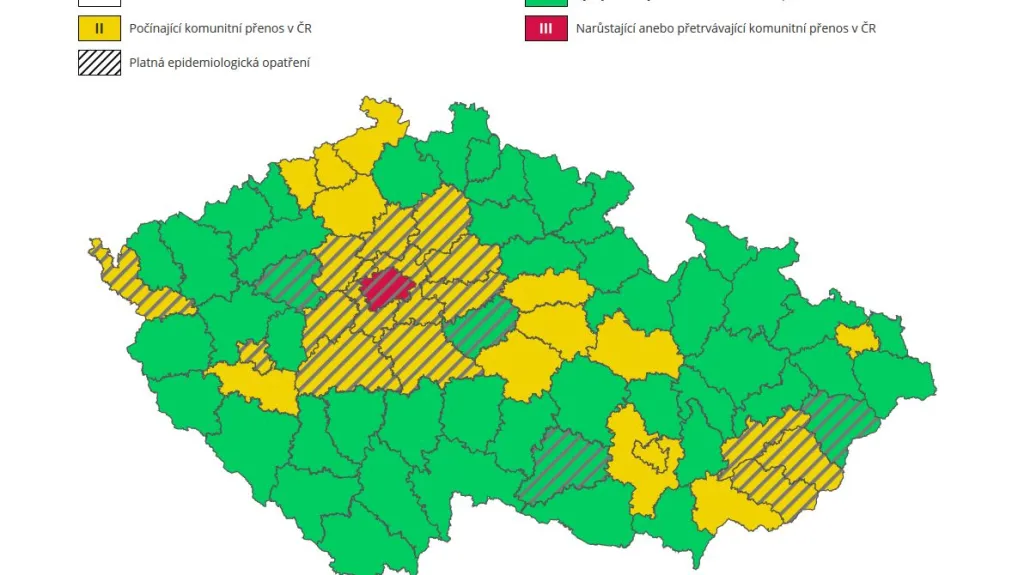 Takzvaný semafor ukazující riziko nákazy koronavirem